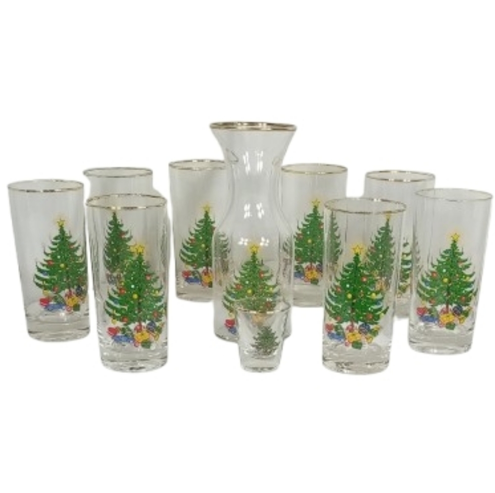 Old Fashion Christmas Tree By Moderne Glassware Set
